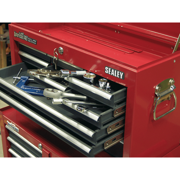 Sealey Tool Chest Sealey American Pro Topchest 9 Drawer With Ball-Bearing Slides In Red / Grey AP22509BB - Buy Direct from Spare and Square