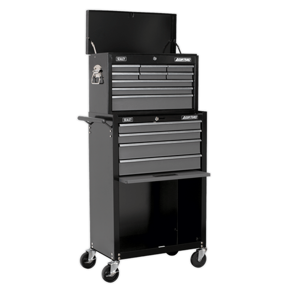 Sealey Tool Chest Sealey American Pro Topchest and Rollcab 13 Drawer In Black / Grey AP2513B - Buy Direct from Spare and Square