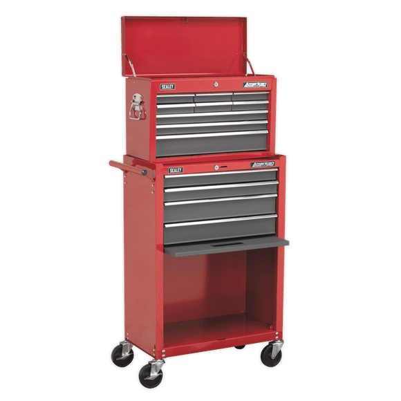 Sealey Tool Chest Sealey American Pro Topchest and Rollcab Combination 13 Drawer In Red / Grey AP22513BB - Buy Direct from Spare and Square