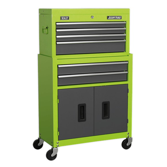 Sealey Tool Chest Sealey American Pro Topchest and Rollcab Combination 6 Drawer In Green AP2200BBHV - Buy Direct from Spare and Square