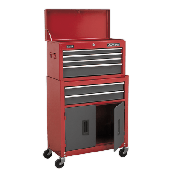 Sealey Tool Chest Sealey American Pro Topchest and Rollcab Combination 6 Drawer In Red AP2200BB - Buy Direct from Spare and Square