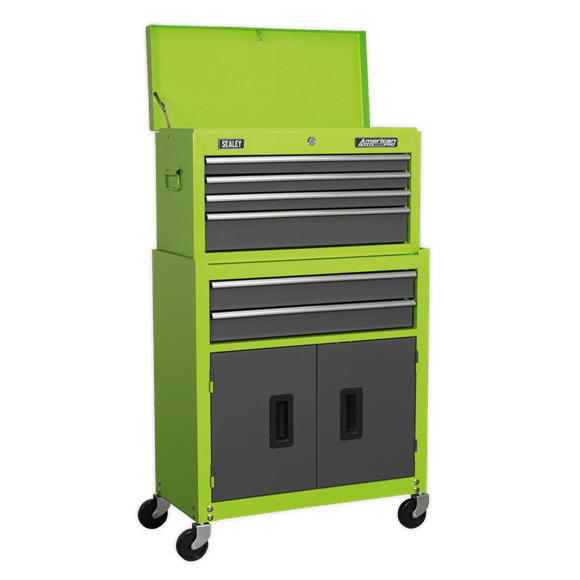 Sealey Tool Chest Sealey American Pro Topchest, Mid-Box and Rollcab 9 Drawer Stack In Green AP2200BBHVSTACK - Buy Direct from Spare and Square