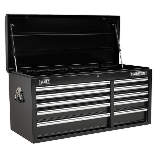 Sealey Tool Chests 10 Drawer Topchest with Ball-Bearing Slides - Black-AP41110B 5051747470439 AP41110B - Buy Direct from Spare and Square