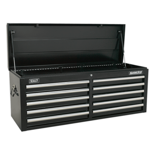 Sealey Tool Chests 10 Drawer Topchest with Ball-Bearing Slides - Black-AP5210TB 5051747937673 AP5210TB - Buy Direct from Spare and Square