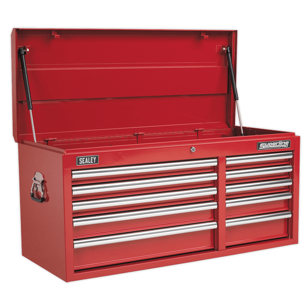 Sealey Tool Chests 10 Drawer Topchest with Ball-Bearing Slides - Red-AP41110 5051747470422 AP41110 - Buy Direct from Spare and Square