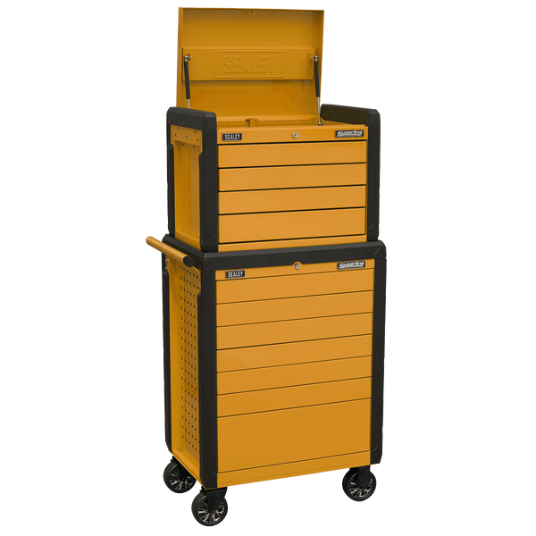 Sealey Tool Chests 11 Drawer Push-To-Open Topchest & Rollcab Combination - Orange-APPDSTACKO 5054630258305 APPDSTACKO - Buy Direct from Spare and Square