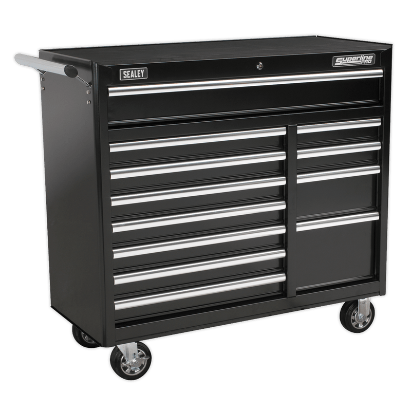 Sealey Tool Chests 12 Drawer Rollcab with Ball-Bearing Slides - Black-AP41120B 5051747470453 AP41120B - Buy Direct from Spare and Square