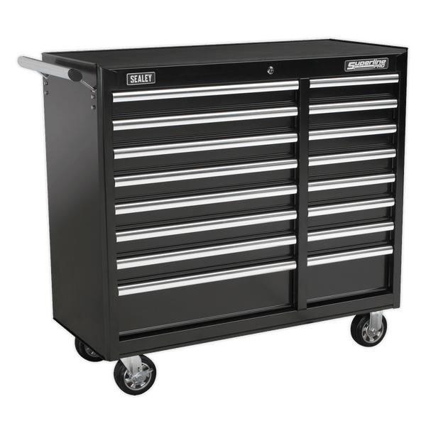 Sealey Tool Chests 16 Drawer Rollcab with Ball-Bearing Slides - Black-AP41169B 5051747470378 AP41169B - Buy Direct from Spare and Square