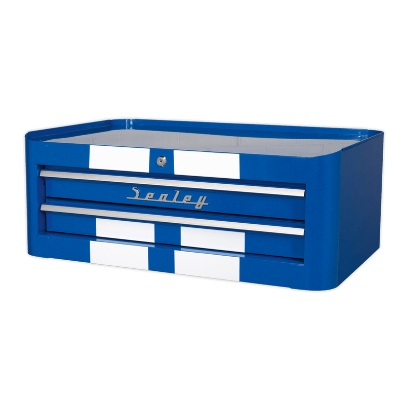 Sealey Tool Chests 2 Drawer Retro Style Mid-Box - Blue with White Stripes-AP28102BWS 5054511028362 AP28102BWS - Buy Direct from Spare and Square