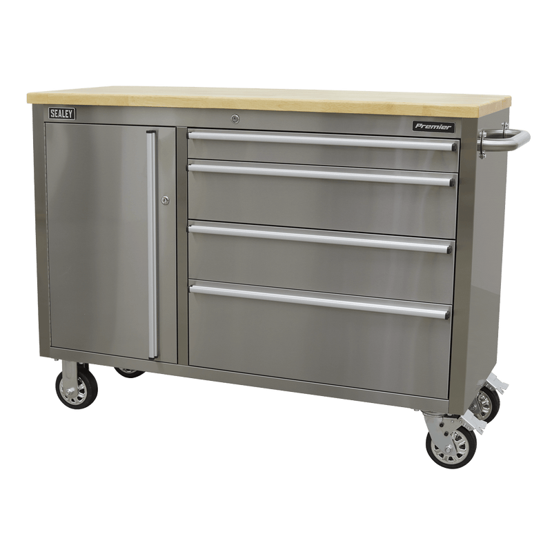 Sealey Tool Chests 4 Drawer Stainless Steel Mobile Tool Cabinet-AP4804SS 5054511682069 AP4804SS - Buy Direct from Spare and Square