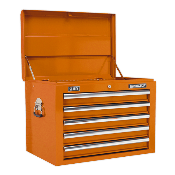 Sealey Tool Chests 5 Drawer Topchest with Ball-Bearing Slides - Orange-AP26059TO 5051747863743 AP26059TO - Buy Direct from Spare and Square