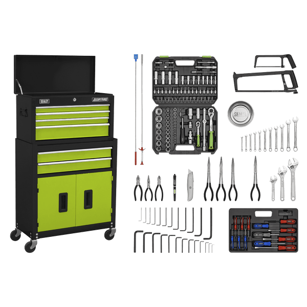 Sealey Tool Chests 6 Drawer Topchest & Rollcab Combination with Ball-Bearing Slides & 170pc Tool Kit-AP22HVGCOMBO 5054630271311 AP22HVGCOMBO - Buy Direct from Spare and Square