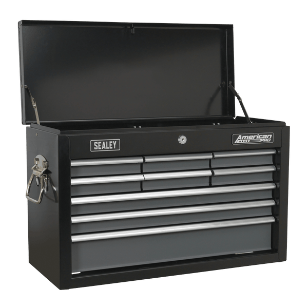 Sealey Tool Chests 9 Drawer Topchest with Ball-Bearing Slides - Black/Grey-AP2509B 5054630143076 AP2509B - Buy Direct from Spare and Square