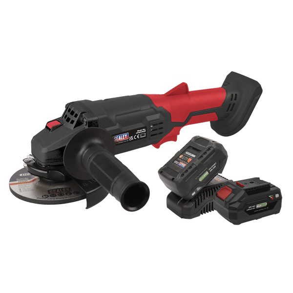 Sealey Tool Kits 20V 4Ah SV20 Series Ø115mm Cordless Angle Grinder Kit - 2 Batteries-CP20VAGBKIT 5054630016110 CP20VAGBKIT - Buy Direct from Spare and Square