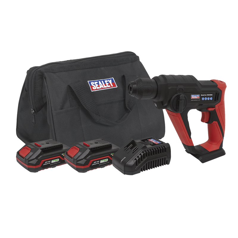 Sealey Tool Kits 20V SV20 Series SDS Plus Cordless Rotary Hammer Drill Kit - 2 Batteries-CP20VSDSKIT 5054511926613 CP20VSDSKIT - Buy Direct from Spare and Square