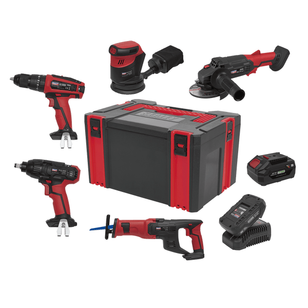 Sealey Tool Kits 5 x 20V SV20 Series Cordless Tool Combo - 2 Batteries-CP20VCOMBO2 5054511480467 CP20VCOMBO2 - Buy Direct from Spare and Square
