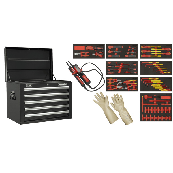 Sealey Tool Kits 63pc Insulated Tool Kit with 5 Drawer Topchest-TBTECOMBO1 5054630333453 TBTECOMBO1 - Buy Direct from Spare and Square