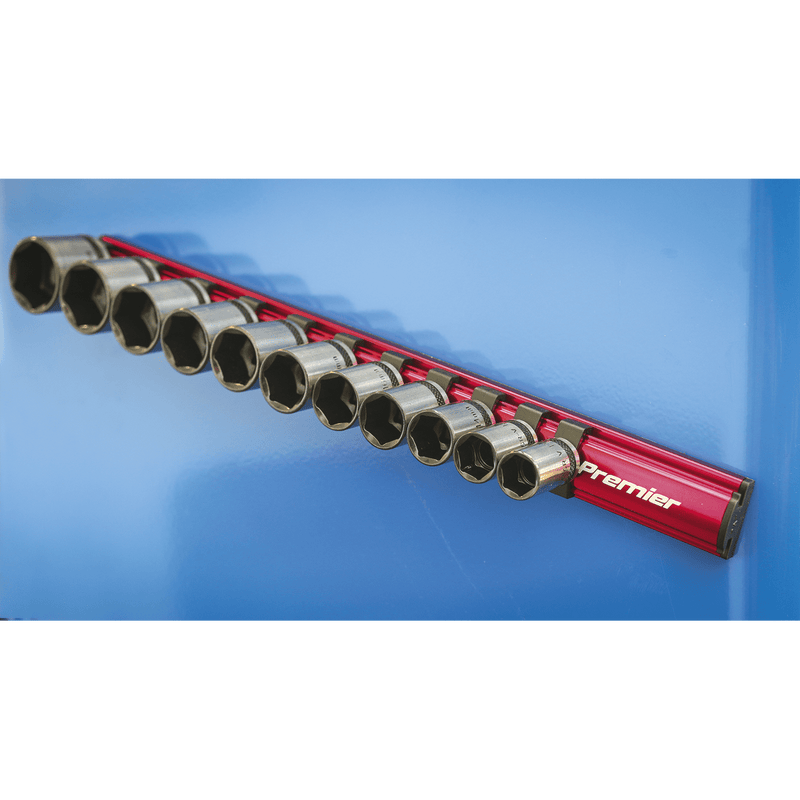 Sealey Tool Storage 3/8"Sq Drive Magnetic Socket Retaining Rail with 12 Clips-AK27083 5051747784093 AK27083 - Buy Direct from Spare and Square