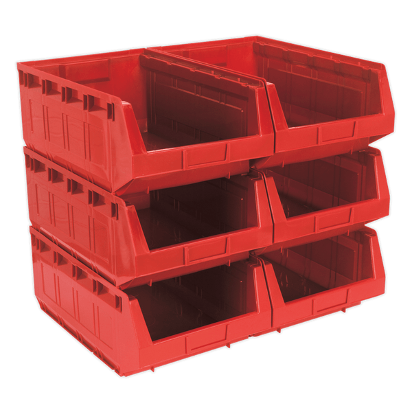 Sealey Tool Storage 310 x 500 x 190mm Plastic Storage Bin - Red - Pack of 6-TPS56R 5051747557130 TPS56R - Buy Direct from Spare and Square
