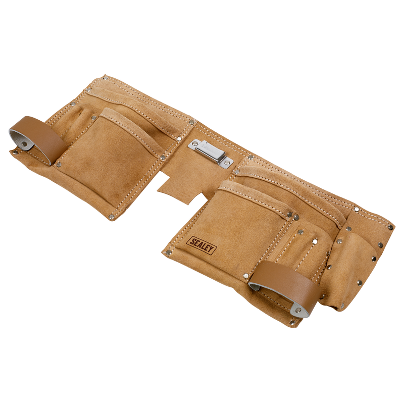 Sealey Tool Storage Double Pouch Leather Tool Belt-STBL01 5054630142727 STBL01 - Buy Direct from Spare and Square