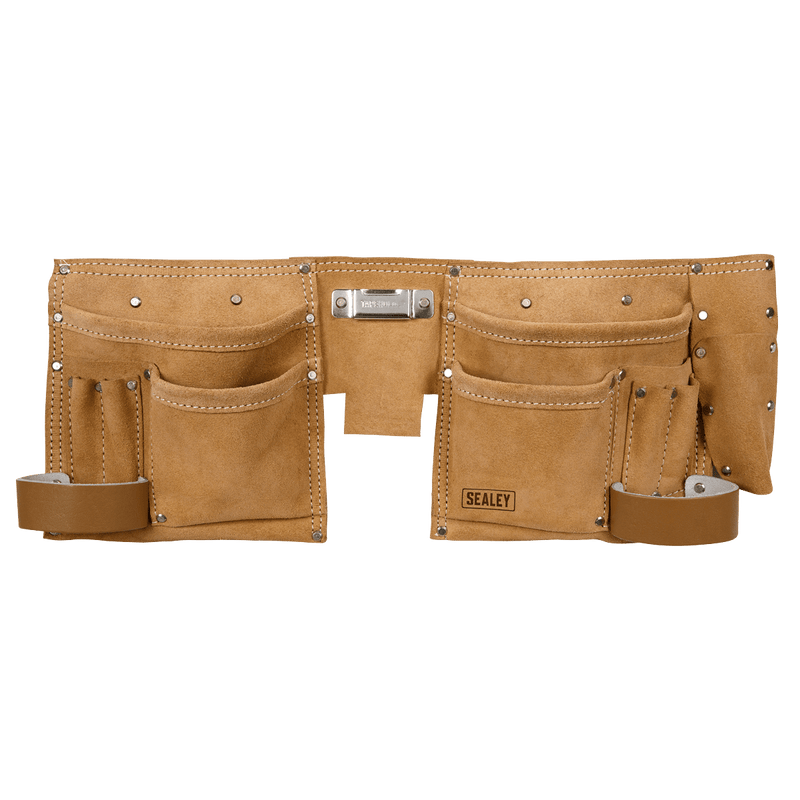 Sealey Tool Storage Double Pouch Leather Tool Belt-STBL01 5054630142727 STBL01 - Buy Direct from Spare and Square