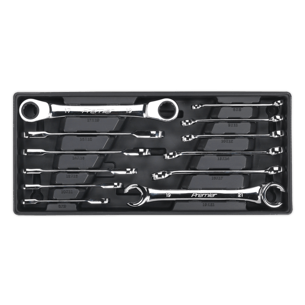 Sealey Tool Trays 12pc Flare Nut & Ratchet Ring Spanner Set with Tool Tray-TBT13 5051747333796 TBT13 - Buy Direct from Spare and Square