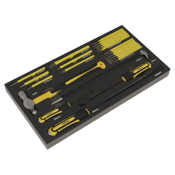 Sealey Tool Trays 23pc Pry Bar, Hammer & Punch Set with Tool Tray-S01131 5054511123753 S01131 - Buy Direct from Spare and Square