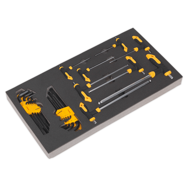 Sealey Tool Trays 26pc T-Handle & Standard Hex Key Set with Tool Tray-S01134 5054511123784 S01134 - Buy Direct from Spare and Square