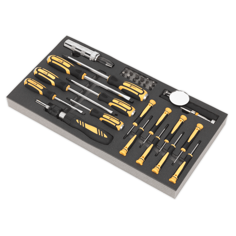 Sealey Tool Trays 36pc Screwdriver Set with Tool Tray-S01128 5054511123722 S01128 - Buy Direct from Spare and Square