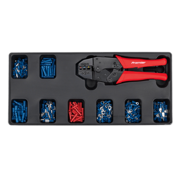 Sealey Tool Trays Ratchet Crimper & Assorted Insulated Terminal Set with Tool Tray-TBT16 5051747333857 TBT16 - Buy Direct from Spare and Square