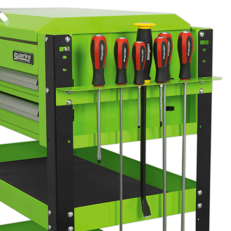 Sealey Tool Trolleys 2 Drawer Heavy-Duty Mobile Tool & Parts Trolley with Lockable Top - Green-AP760MHV 5054511203400 AP760MHV - Buy Direct from Spare and Square