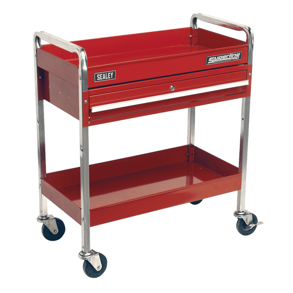 Sealey Tool Trolleys 2-Level Heavy-Duty Trolley with Lockable Drawer-CX101D 5024209834001 CX101D - Buy Direct from Spare and Square