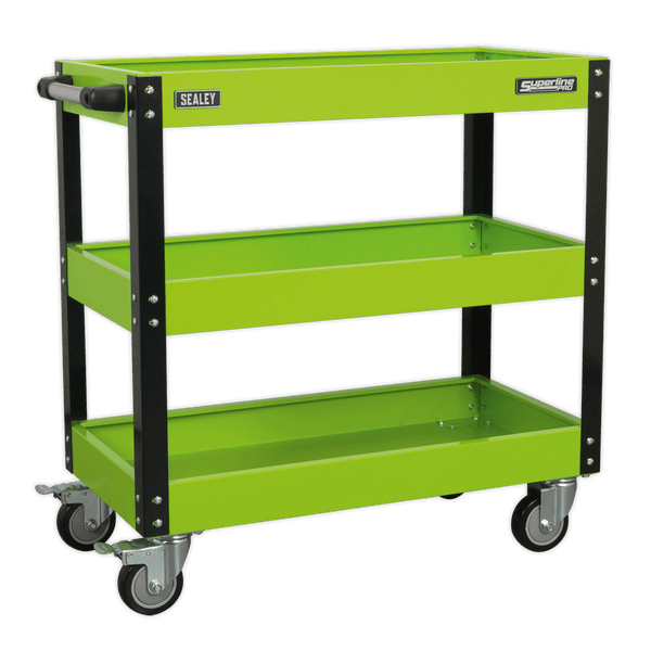 Sealey Tool Trolleys 3-Level Heavy-Duty Workshop Trolley - Hi-Vis Green-CX110HV 5054511203394 CX110HV - Buy Direct from Spare and Square