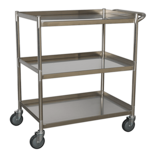 Sealey Tool Trolleys 3-Level Stainless Steel Workshop Trolley-CX410SS 5054511101430 CX410SS - Buy Direct from Spare and Square