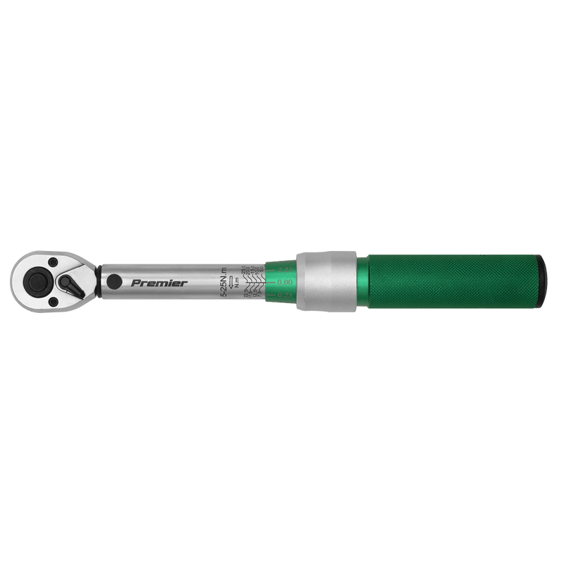 Sealey Torque Wrench Micrometer Style 1/4"Sq Drive 5-25Nm - Calibrated 5054511848106 STW901 - Buy Direct from Spare and Square