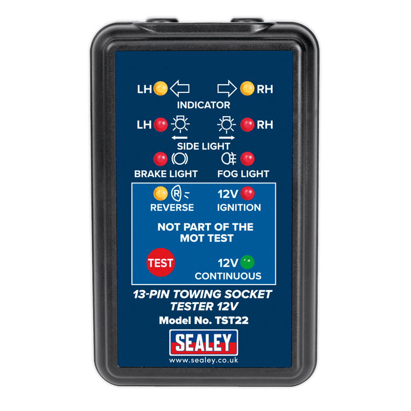 Sealey Towing Socket Tester 13-Pin 12V - DVSA Approved 5051747603561 TST22 - Buy Direct from Spare and Square