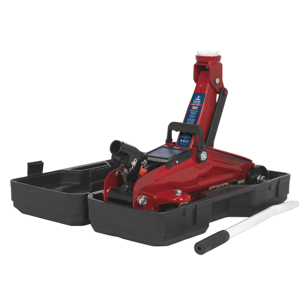Sealey Trolley Jacks 2 Tonne Short Chassis Trolley Jack with Storage Case-1050CXD 5054511973747 1050CXD - Buy Direct from Spare and Square