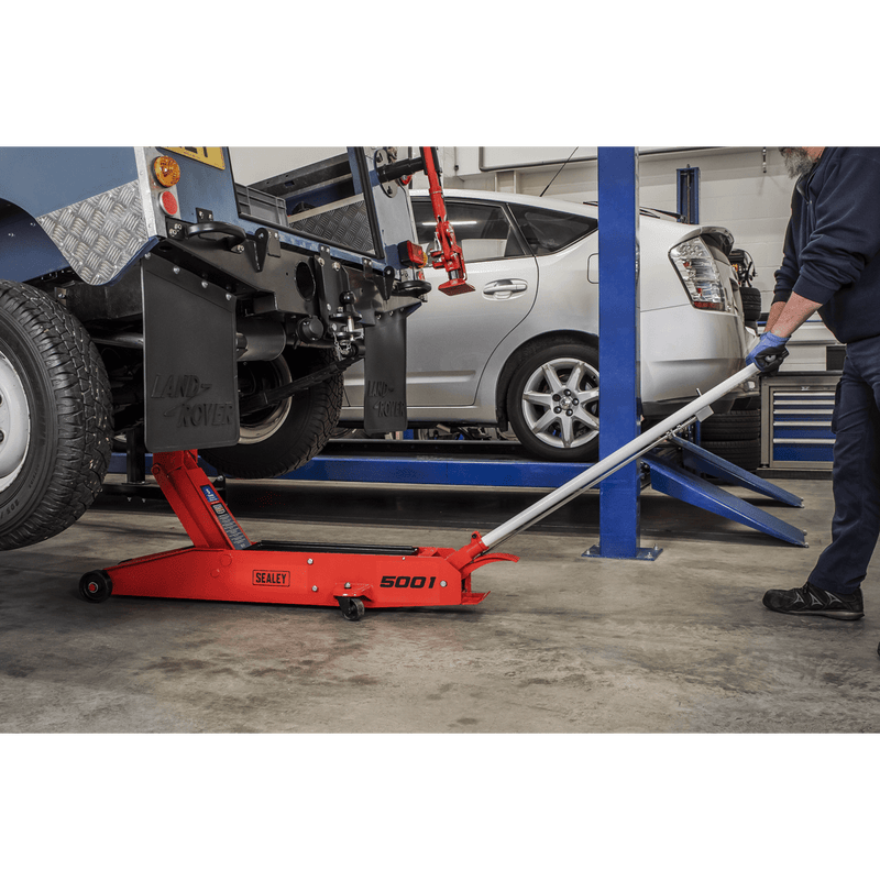 Sealey Trolley Jacks 5 Tonne Long Reach Trolley Jack-5001 5054630099601 5001 - Buy Direct from Spare and Square
