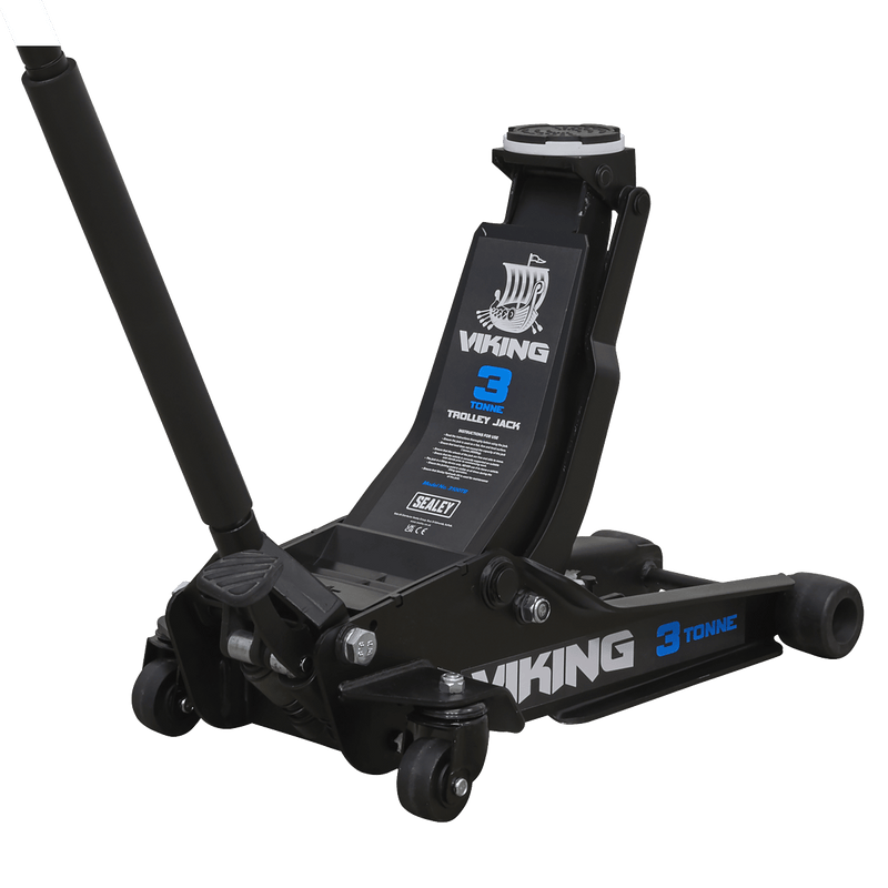 Sealey Trolley Jacks Viking 3 Tonne Low Profile Professional Trolley Jack with Rocket Lift-3100TB 5054511790993 3100TB - Buy Direct from Spare and Square