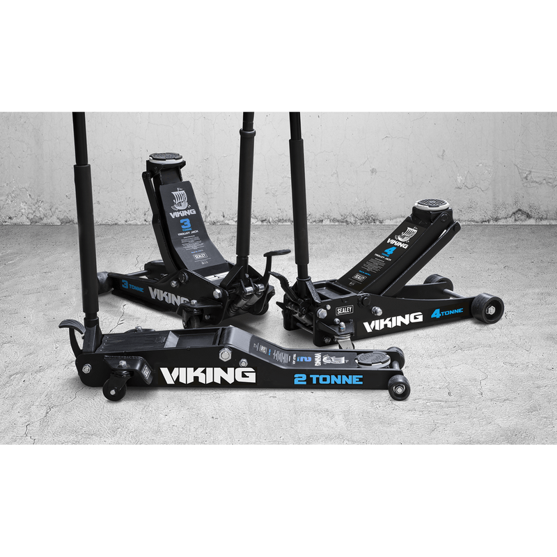 Sealey Trolley Jacks Viking 3 Tonne Low Profile Professional Trolley Jack with Rocket Lift-3100TB 5054511790993 3100TB - Buy Direct from Spare and Square