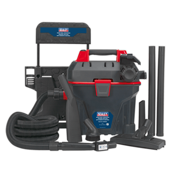 Sealey Vacuum Cleaner Sealey 1500w Wall Mounted Garage / Workshop Wet and Dry Vacuum Cleaner GV180WM - Buy Direct from Spare and Square