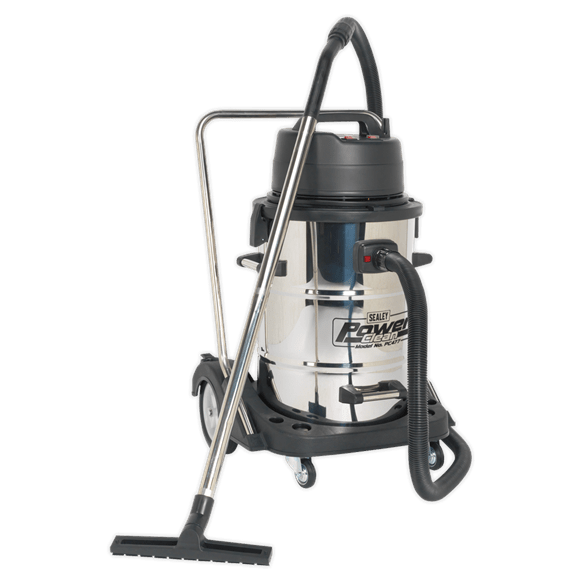 Sealey Vacuum Cleaner Sealey 2400w - 77L Wet and Dry Vacuum - Stainless Drum With Swivel Emptying - Twin Motor PC477 - Buy Direct from Spare and Square
