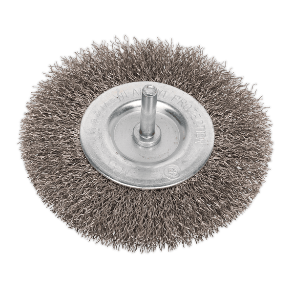 Sealey Wire Wheels Ø100mm Flat Wire Brush Ø6mm Shaft-SFBS100 5054511036374 SFBS100 - Buy Direct from Spare and Square