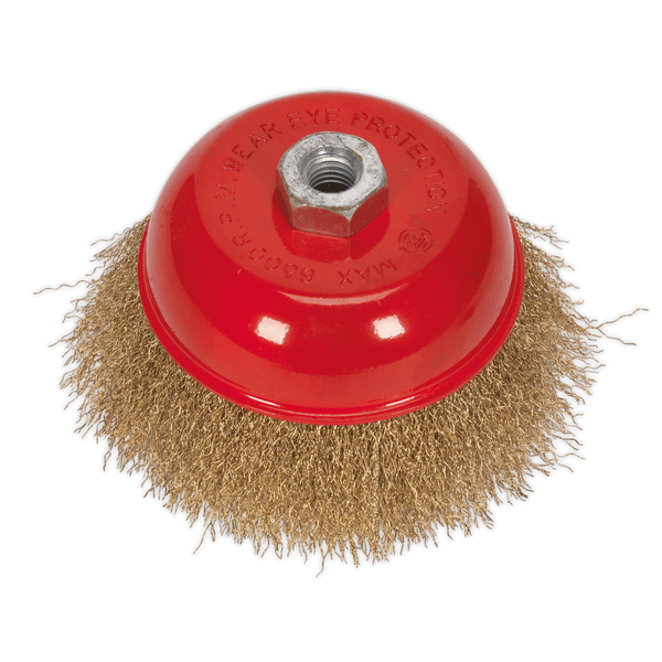 Sealey Wire Wheels Ø125mm Brassed Steel Cup Brush M14 x 2mm-CBC125 5024209142014 CBC125 - Buy Direct from Spare and Square