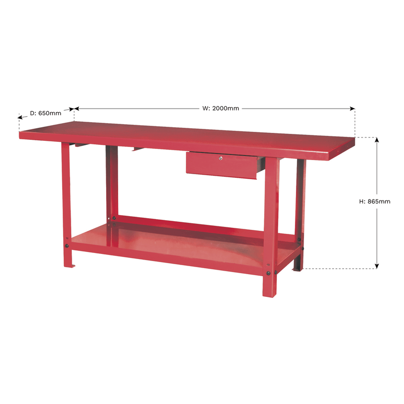 Sealey Workbenches Steel Workbench with Drawer-AP3020 5024209942577 AP3020 - Buy Direct from Spare and Square