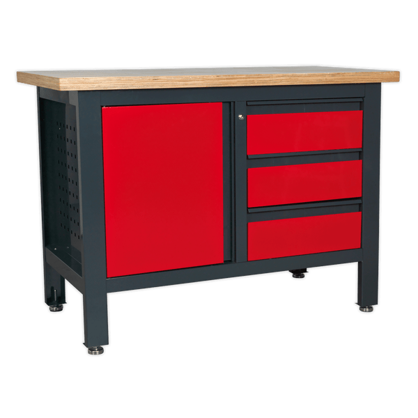 Sealey Workbenches Workstation with 3 Drawers & Cupboard-AP1372B 5054511099867 AP1372B - Buy Direct from Spare and Square