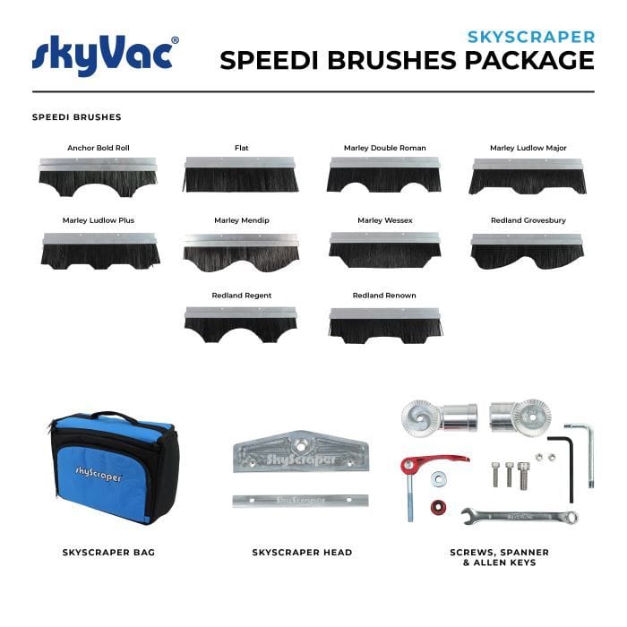 SkyVac Roof Cleaning Head + 10 x Speedi Brushes Only Skyscraper Speedi Brush Set With Head and Choice Of Connectors Speedi Brushes & Head - Buy Direct from Spare and Square