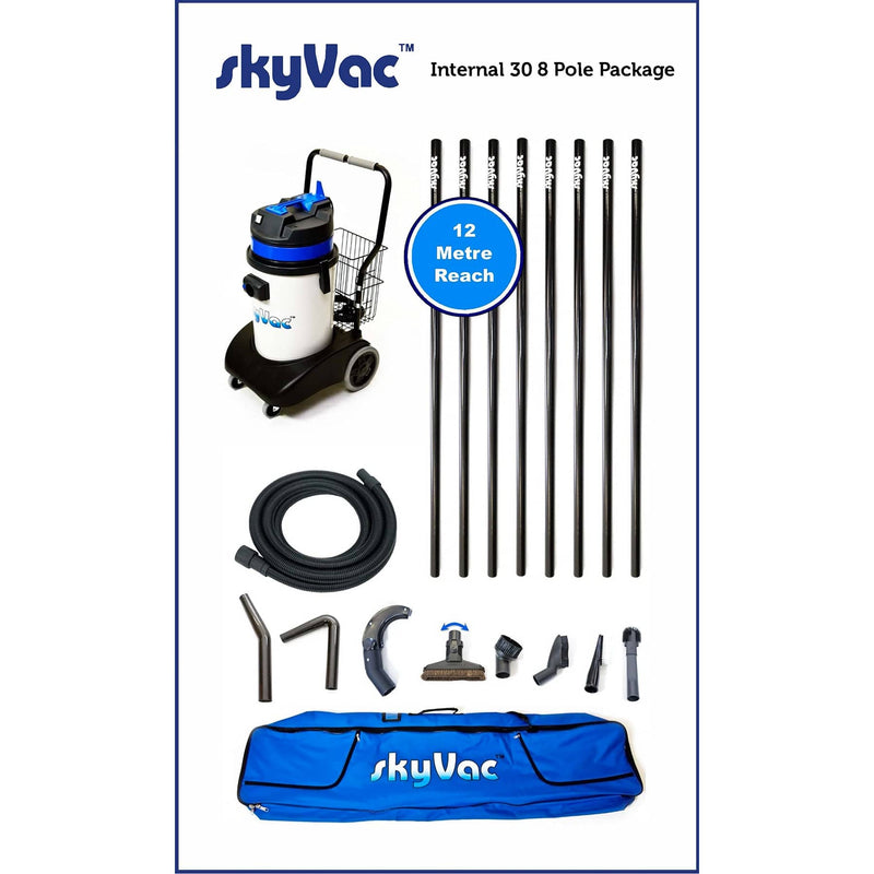 SkyVac Vacuum Cleaner 8 Pole Set 40ft (12m) / 110v SkyVac Internal 30 With High Suction Pole Set - Upto 40ft - 240v or 110v Internal 30 8 Pole Set 110v - Buy Direct from Spare and Square