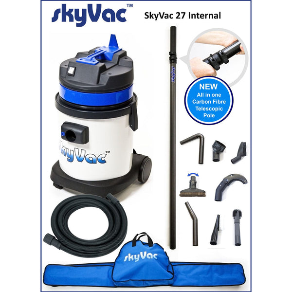 SkyVac Vacuum Cleaner Telescopic 13.1ft (4m) SkyVac Internal 27 With High Reach Telescopic Suction Pole or Push Fit Poles Internal 27 4m Pole Kit - Buy Direct from Spare and Square