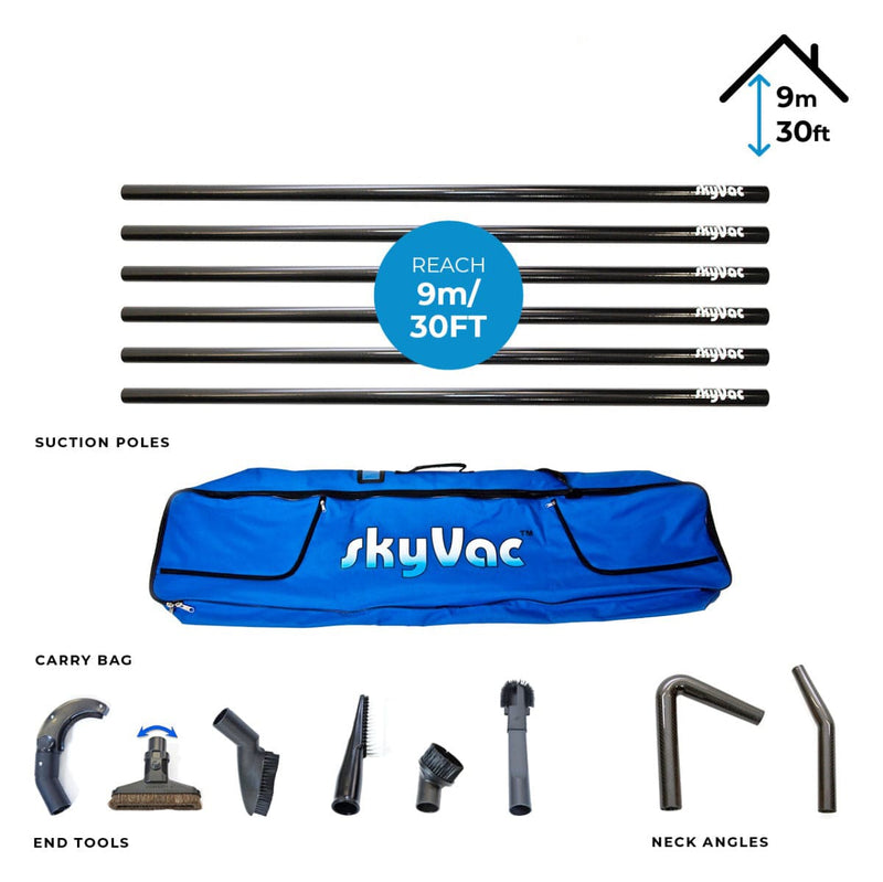 SkyVac Vacuum Spares 6 Push Fit 44mm Pole Set (30ft / 9m) SkyVac Internal Suction Pole Set - 44mm Carbon Fibre Internal Cleaning Kit Upto 40ft skyVac Internal Suction Pole Set 6 Pole Set 30ft / 9m - Buy Direct from Spare and Square